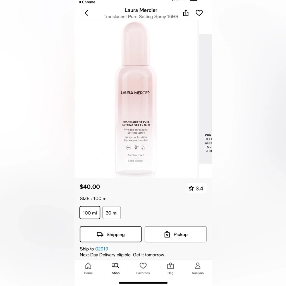 Translucent pure setting spray 16 hours